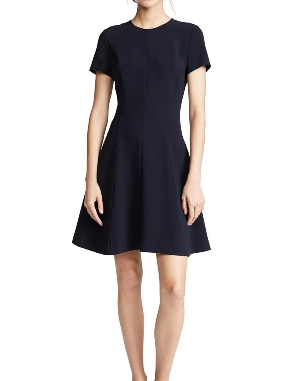 Theory Modern Seamed Shift Fit-And-Flare Crepe Dress. Black. Size 2